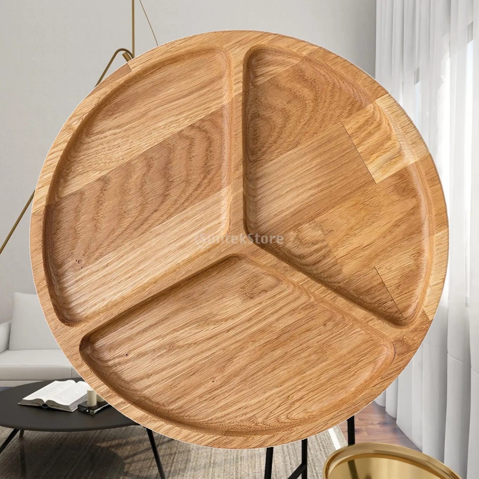 Wooden Divided Serving Tray with Compartments Elegant Table Decorative Appetizer Plate for Fruit Dessert Snacks