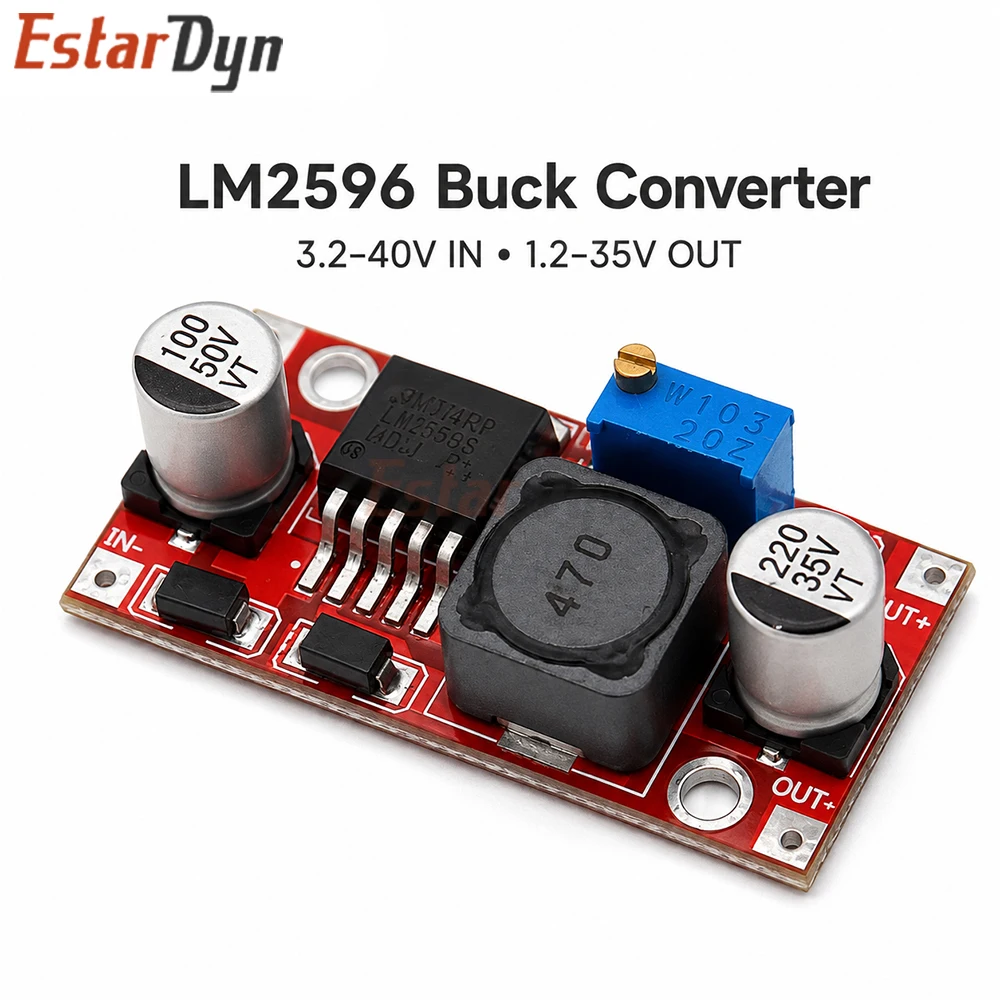 Estardyn LM2596 DC-DC Buck Converter Adjustable Step Down Module 4.5V-40V Input 1.25V-37V Output TDK Inductor DIY