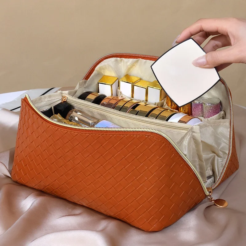 Borse cosmetiche per le donne elegante borsa per il trucco in pelle PU articoli da toeletta da viaggio Organizer per riporre gli oggetti borsa per