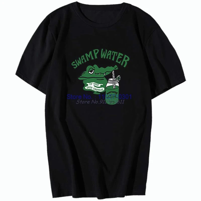 Swamp Water Alligator Cotton Short Sleeve T-Shirt Summer New Shirts And T-Shirts Tees Tops Streetwear Mens Print T Shirt