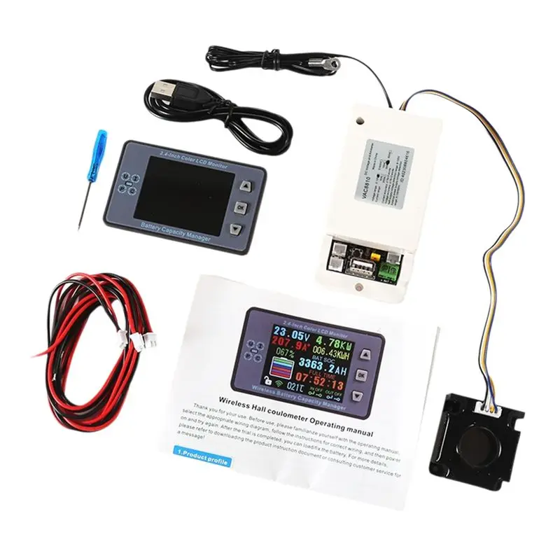 

ABKI-120V 300A VAC8810F 2,4-дюймовый цветной ЖК-дисплей Беспроводной тестер емкости аккумулятора Кулонометр Ток Напряжение Измеритель мощности Детектор