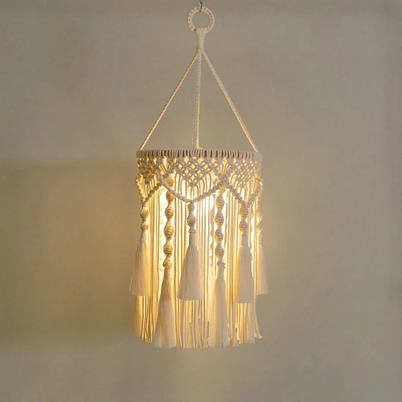 Boho Lamp Shade Boho Hanging Lamp Handmade Macrame Lamp Shade Plug In Pendant Light