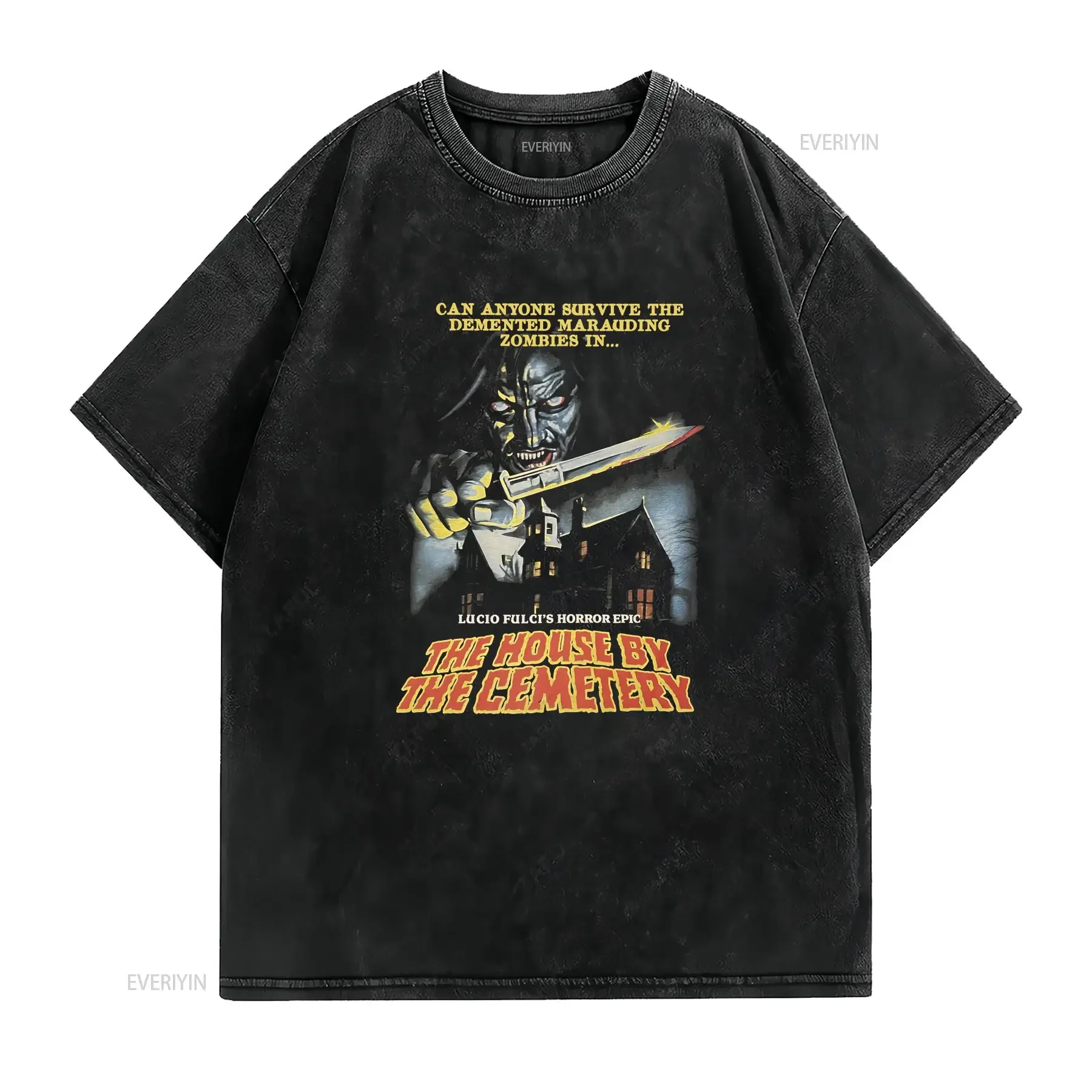 House by the Cemetery T Shirt Various Sizes Horror VHS Video Nasty Fulci vintage Washed fashion Unisex Versatile