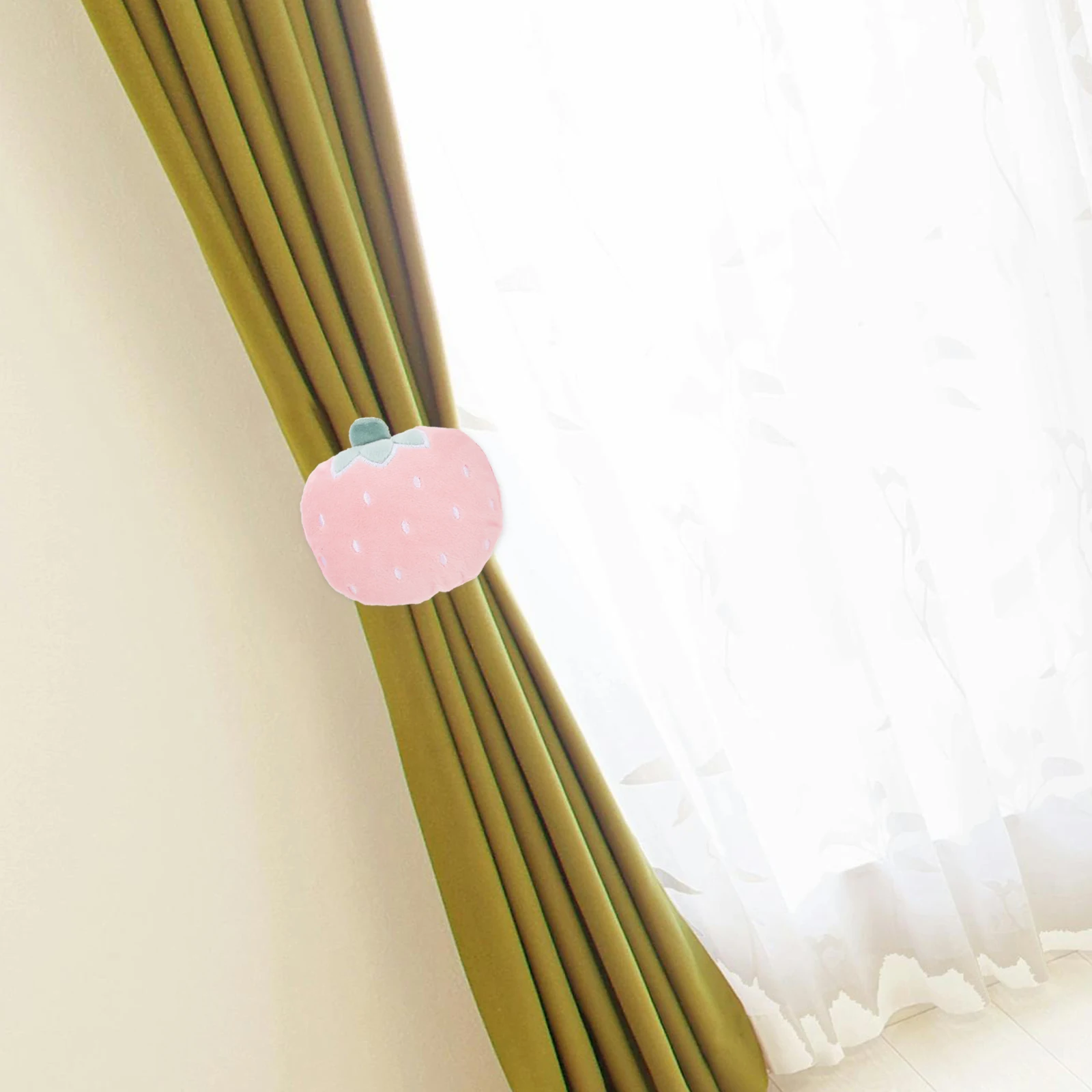 

2pcs Cartoon Fruit Curtain Tiebacks Simulation Fruits Decorative Binding Strap For Living Room Bedroom Wedding Home Window