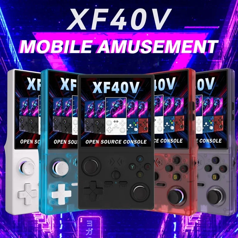 XF40V Retro Handheld Game Console Linux 4.0'' IPS Screen Supports WiFi Arcade Joystick Portable Pocket Video Games Player