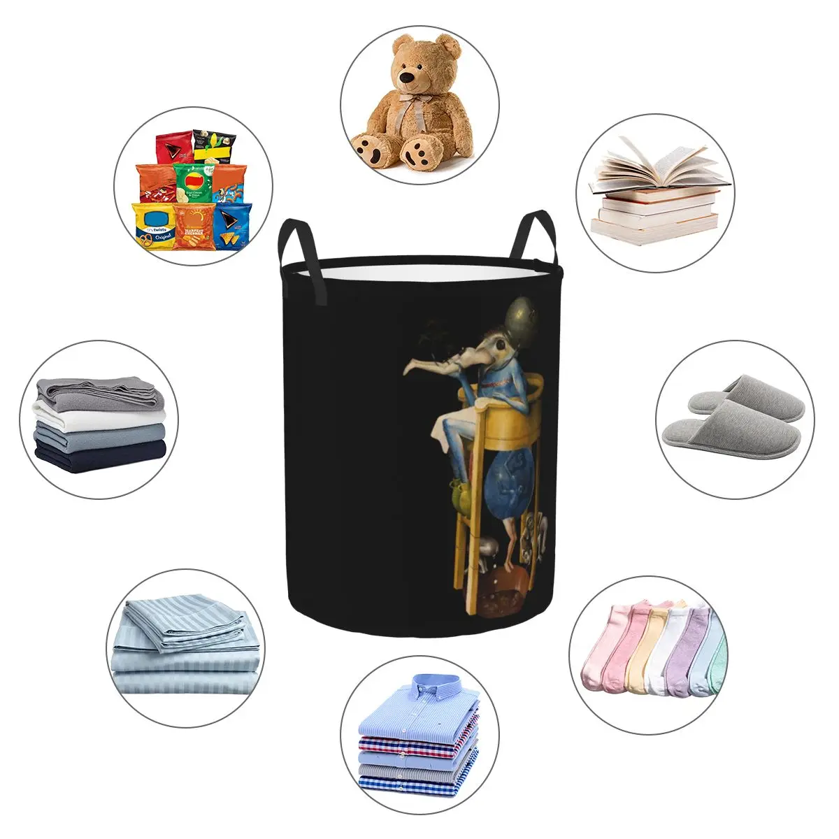 Hieronymus Bosch Devil On Night Chair Foldable Laundry Baskets Dirty Clothes Sundries Storage Basket Home Organizer Bag