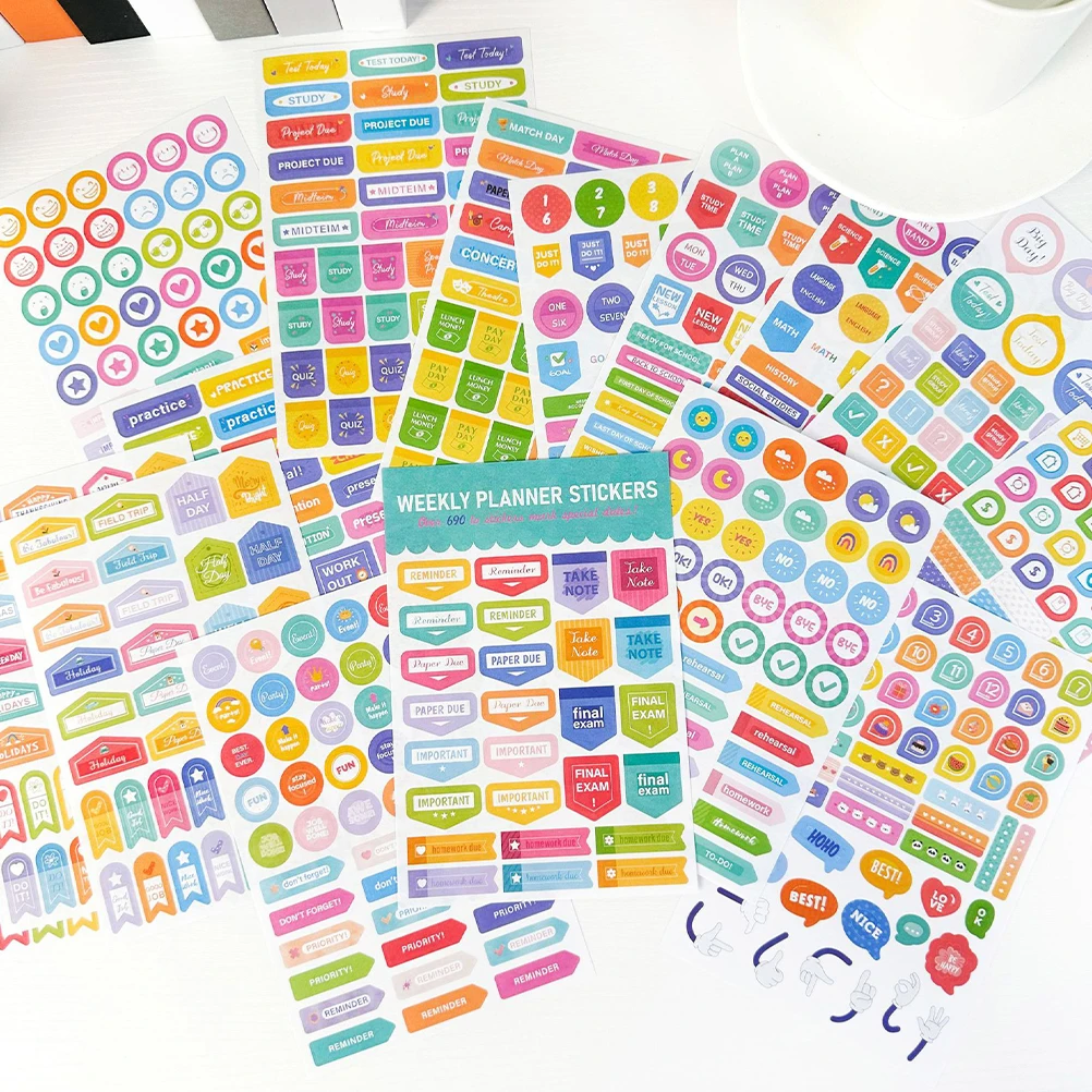 

16 Sheets Planner Stickers Vintage Style Self-Adhesive Scrapbook Diary Journal Stickers DIY Scrapbooking Accessories