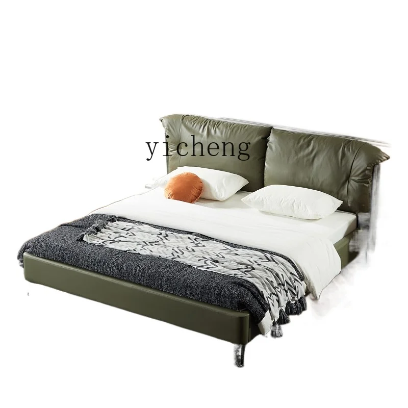 

ZC Leather Bed Soft Cushion Master Bedroom Post-Modern Simple Double Bed Marriage Bed Soft Leather Bed