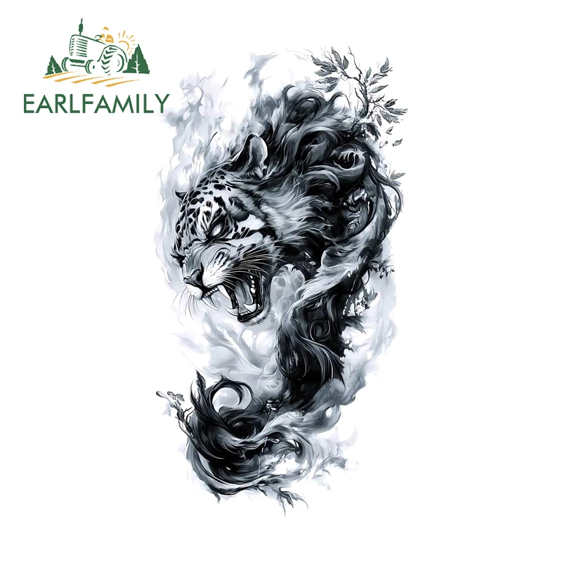 EARLFAMILY Fire Fierce Cheetah Peek Car Sticker Ink Animal Original Luggage Windshield Bicycle Decals Occlusion Scratch Decor