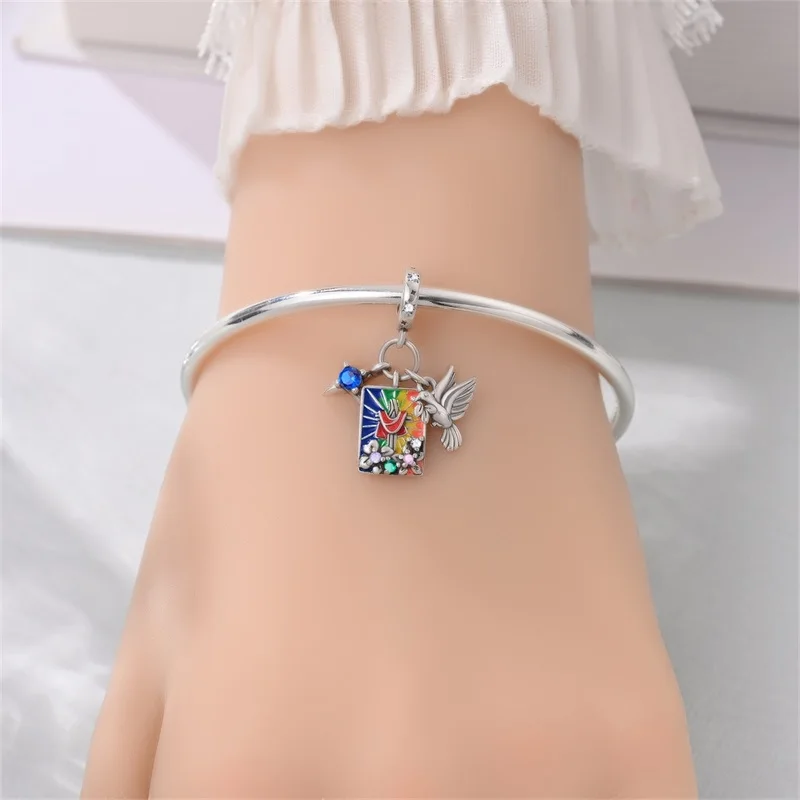 925 Sterling Silver Pray For Peace Charms Pendant Fit Original Bracelet DIY Women Party Jewelry Gift