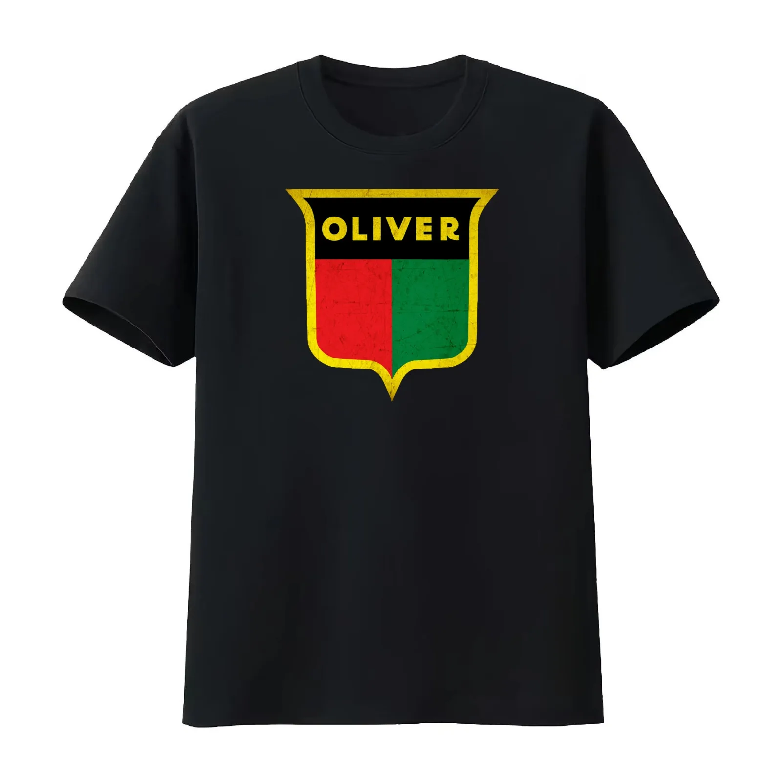 Oliver Tractor Badge T-Shirt Summer Casual Cotton Tee Oversized Streetwear Tops Vintage Graphic Print Loose Fit Short Sleeve