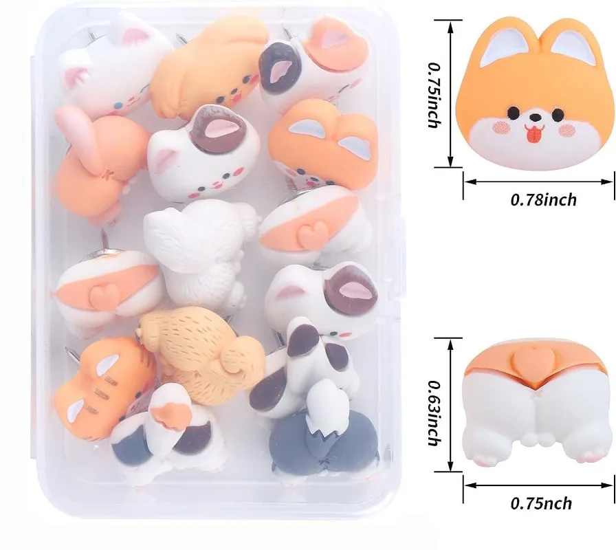 14pcs Cute Cat Push Pins for Cork Board Decorative Cat Thumb Tacks for Photo Wall Map, Bulletin Board, Office or Home Decoration