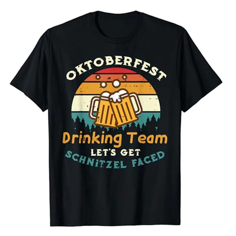 

Oktoberfest Team Lets Get Schnitzel Faced German Men Women T-Shirt Beer Drinking Lover Drinker Graphic Tees Octoberfest Clothes