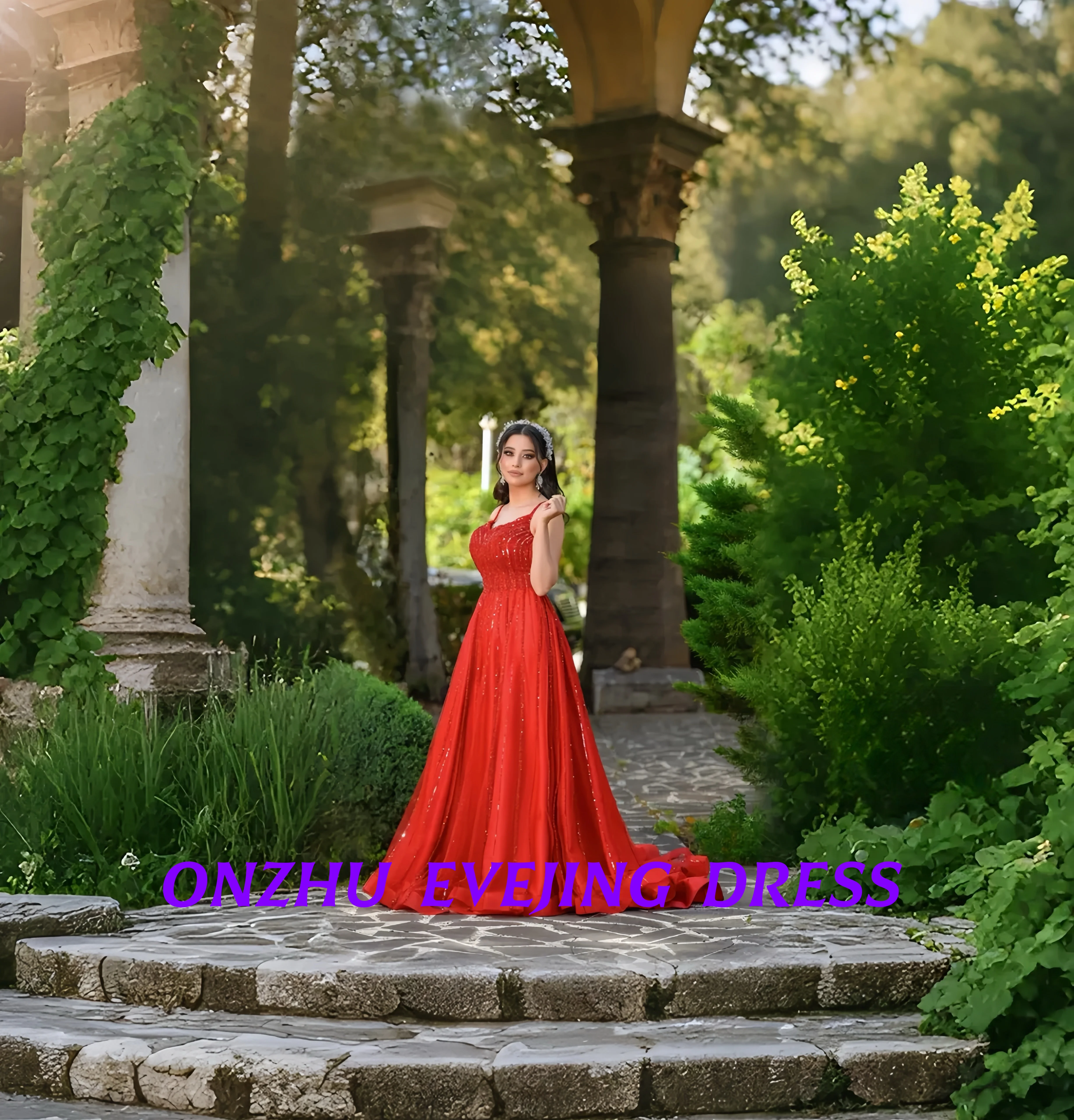 فساتين سهرة نسائية رائعة مخصصة برقبة على شكل حرف V بدون أكمام على شكل حرف A للمناسبات الخاصة