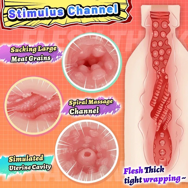 Frasco com aspiração vaginal real, Masturbador masculino, Substituição Manual, Copo para Masturbação, Área Genital, Cartoon Toy, 18