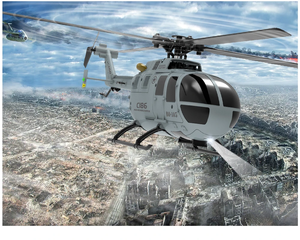 C186 RC ヘリコプター 2.4 グラム 4CH BO105 飛行機 4 プロペラ 6 軸