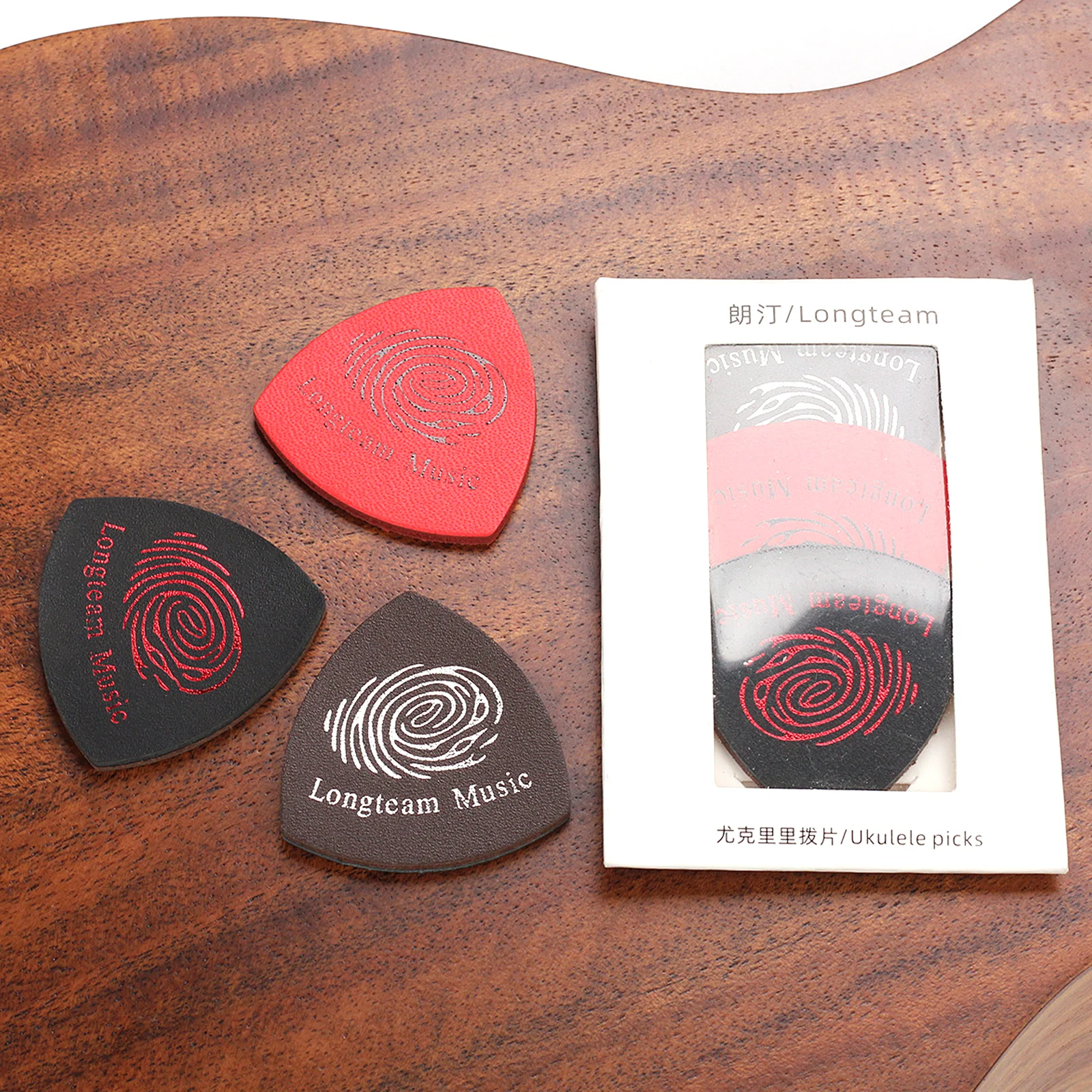 3pcs / Lot 3mm Genuine Leather Ukulele Picks Colorful Cowhide Finger Thumb Pick