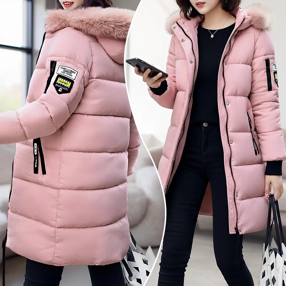 Manteaux pour femmes automne hiver 2025 couleur unie à manches longues à capuche matelassé Design col en fausse fourrure vêtements quotidiens manteaux