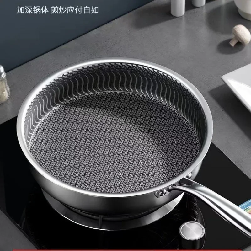 

Whole Body Tri-Ply Stainless Steel Frying Pan 316 Stainless Steel Wok Pan Double-sided Honeycomb Skillet Suitable for All Stove