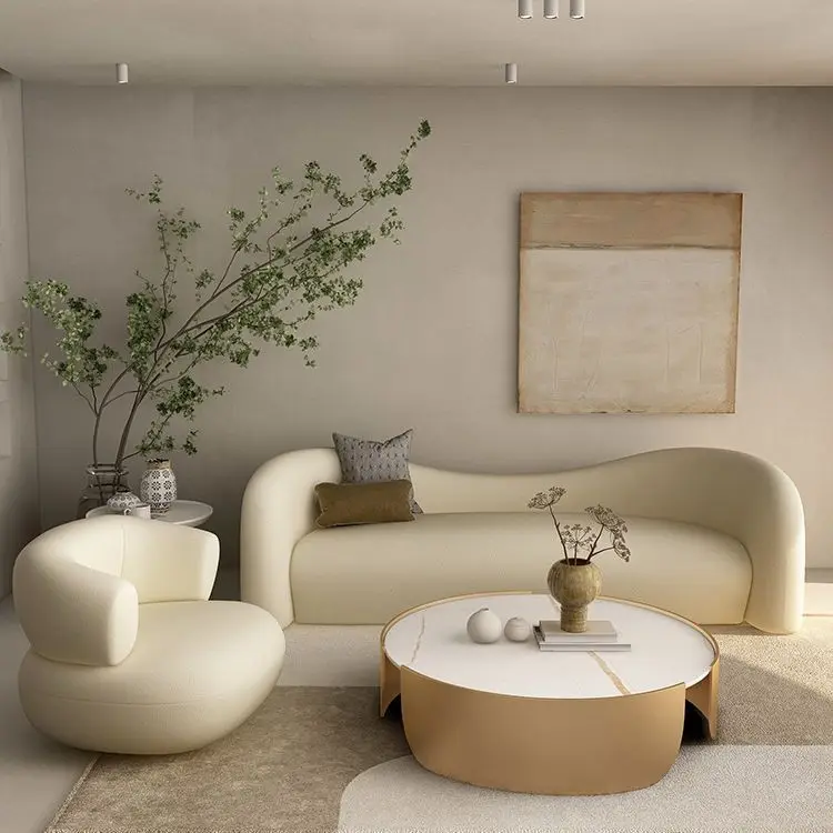 Fabric sofa living room small apartment creative Nordic lamb wool technology cloth sofa