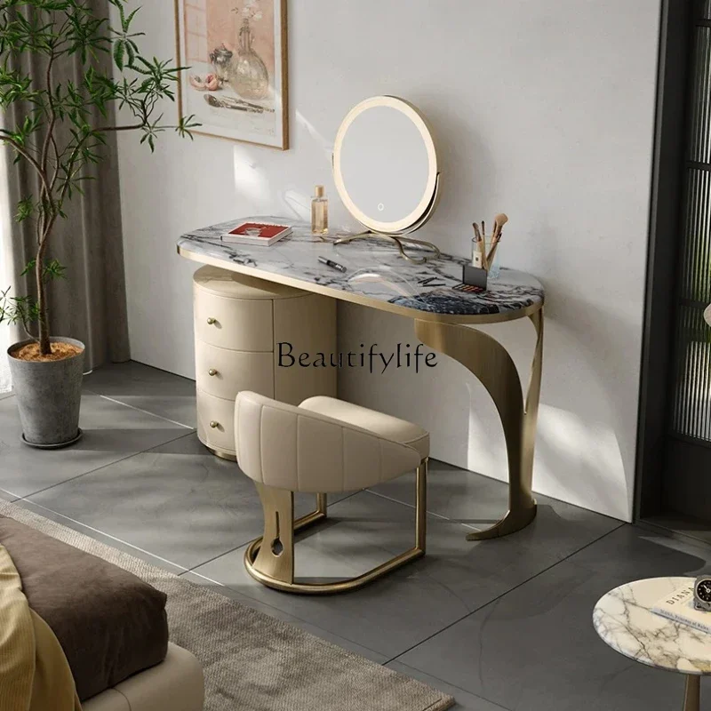 

ls 27High-end Italian natural marble dressing table makeup table light luxury
