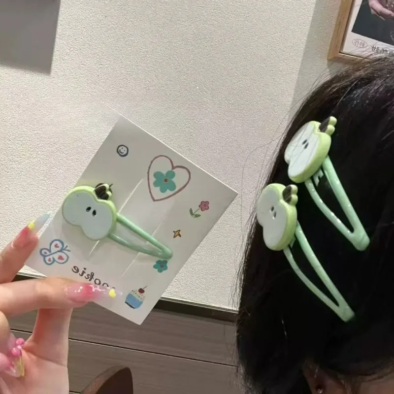2/10Pcs Fashion Red Apple Hairpins Woman Headwear Barrette Hair Accessories Girls Plastic Green Apple Hair Clip Hair Accessories view 5
