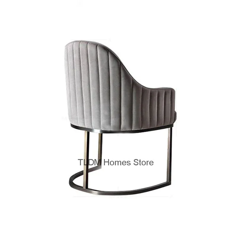 European Flannel Dining Chairs for Kitchen Designer Armchair Dining Room Furniture Brushed Stainless Steel Home Dining Chair GM