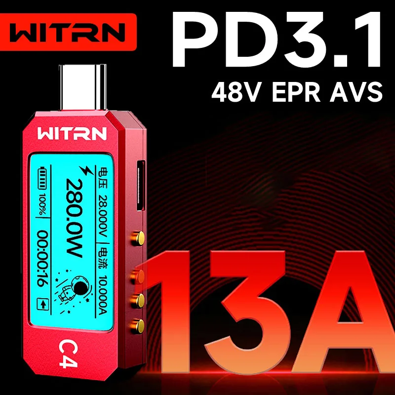 

WITRN Weijian C4 detector USB voltmeter tester PD3.1 trick EPR aging activation 48V