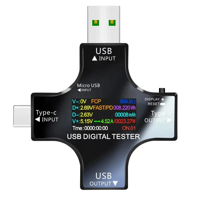 USB Tester DC Type-C PD Digital Voltmeter Amper Voltage Current Monitor Ammeter Detector Power Bank Charger Capacity Meter 6.5A