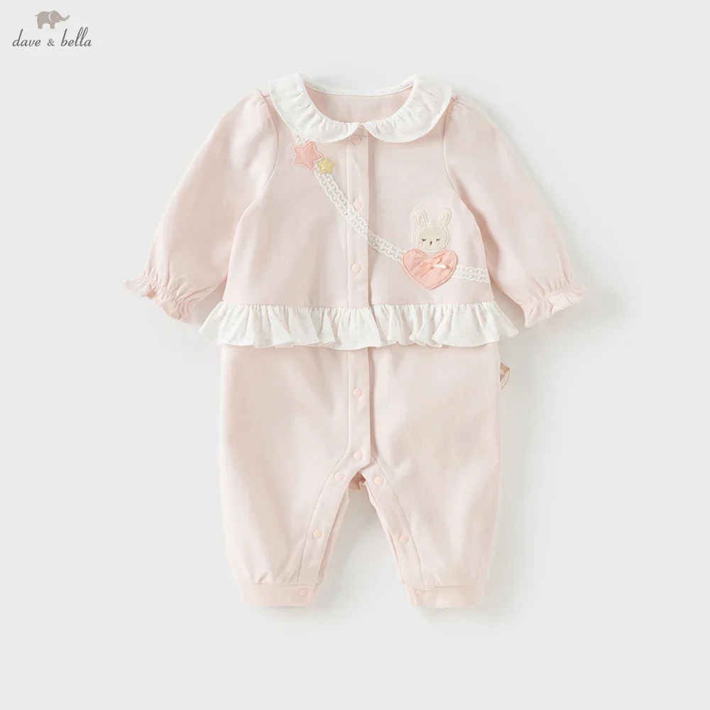 Dave Bella Baby Jumpsuit Newborn Autumn Girl's Romper Comfortable Casual Cotton Rabbit Baby Cute Cartoon Creeper DB3252976