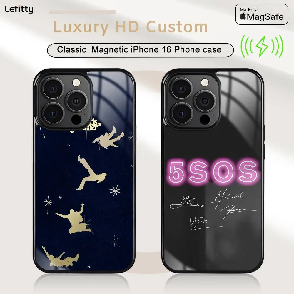 Чехол для телефона Famous Pop Rock 5-5SOS для iPhone 16, 15, 14, 13, 12, 11 Pro Max Plus, мини-беспроводная зарядка, магнитный жесткий корпус