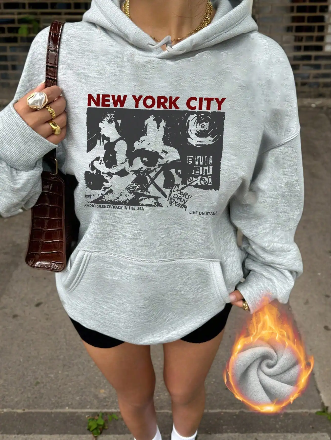 

Толстовка с принтом New York City Indie Rock Band для женщин, уютная флисовая толстовка на осень-зиму с графическим дизайном