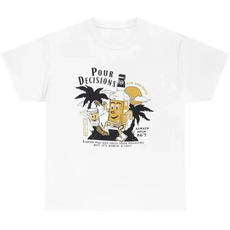 Mens Pour Decisions T Shirt Funny Liquor Spirit Drinking Lovers Joke Pun Tee