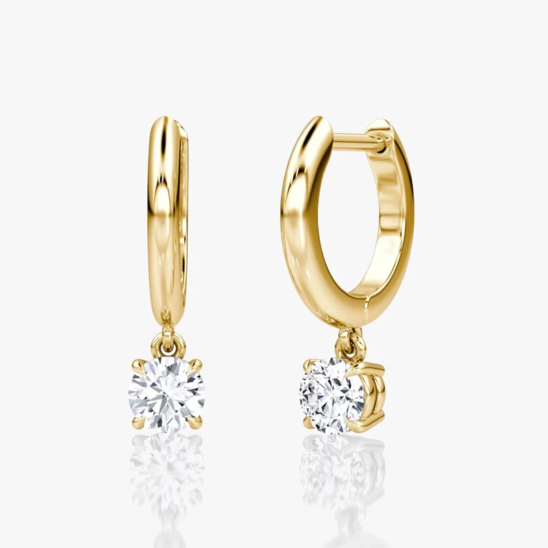 OXTAO Charm Gold/Silber Creolen Damen-Schmuck 14K Goldfilled Moissanit Hängende Creolen 6,5mm D VVS1 mit Zertifikat – Detail 1