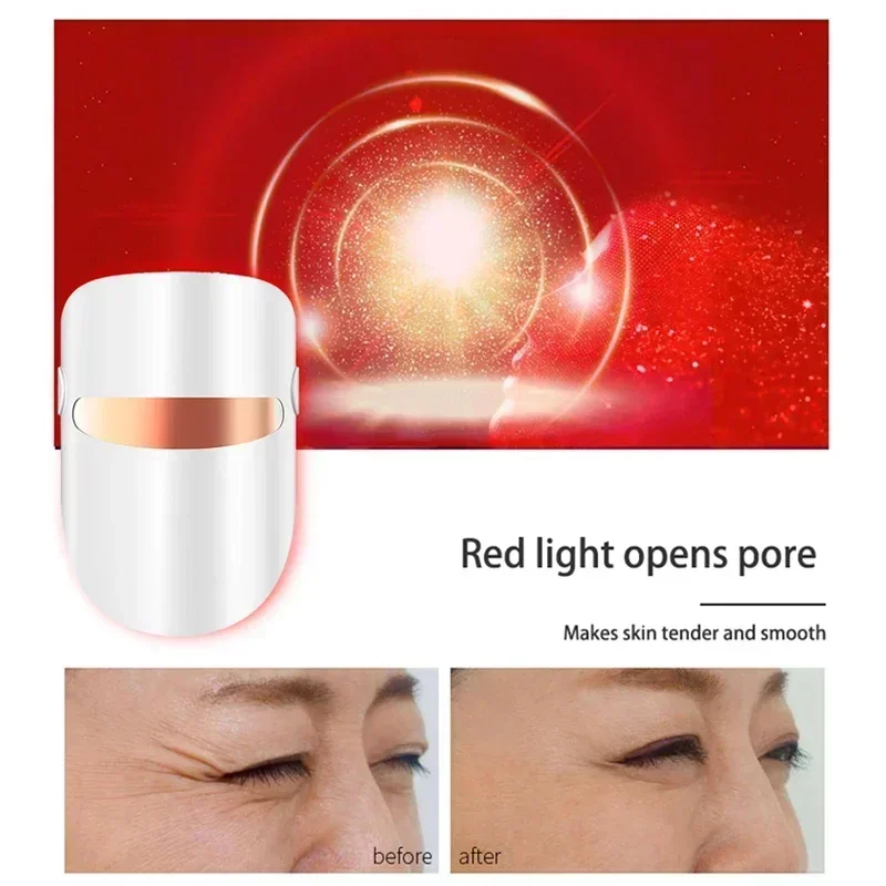 3-kleuren Photon Facial LED-masker Therapie Anti-aging Gezicht Hals Schoonheidsmasker Ontspanning Behandeling Anti-rimpel Huidverzorging Whitening