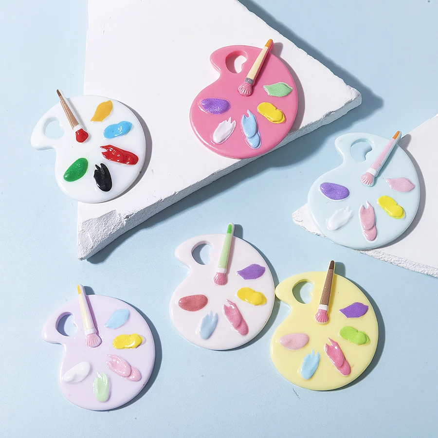 6pcs/lot Six Color Mini Palette Resin Charms Pendant DIY Keychain Necklace for Jewelry Making Accessories