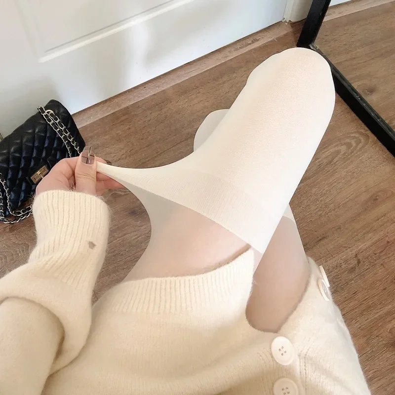 New 360D Women Tights Looped Pile Stitching Stockings Female Spring Autumn Sexy False Over Knee Socks JK White Warm Pantyhose