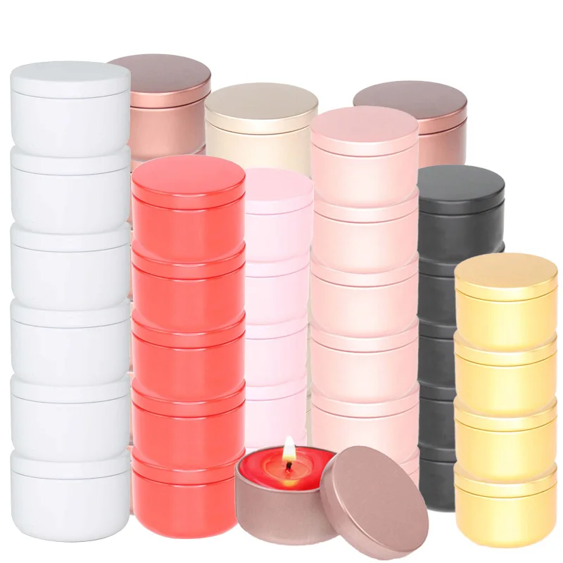 12pcs Home DIY Aluminum Candle Tin 50ml Round Metal Candy Tins Candle Containers Empty Jars Pot with Lids Art Crafts Supplies