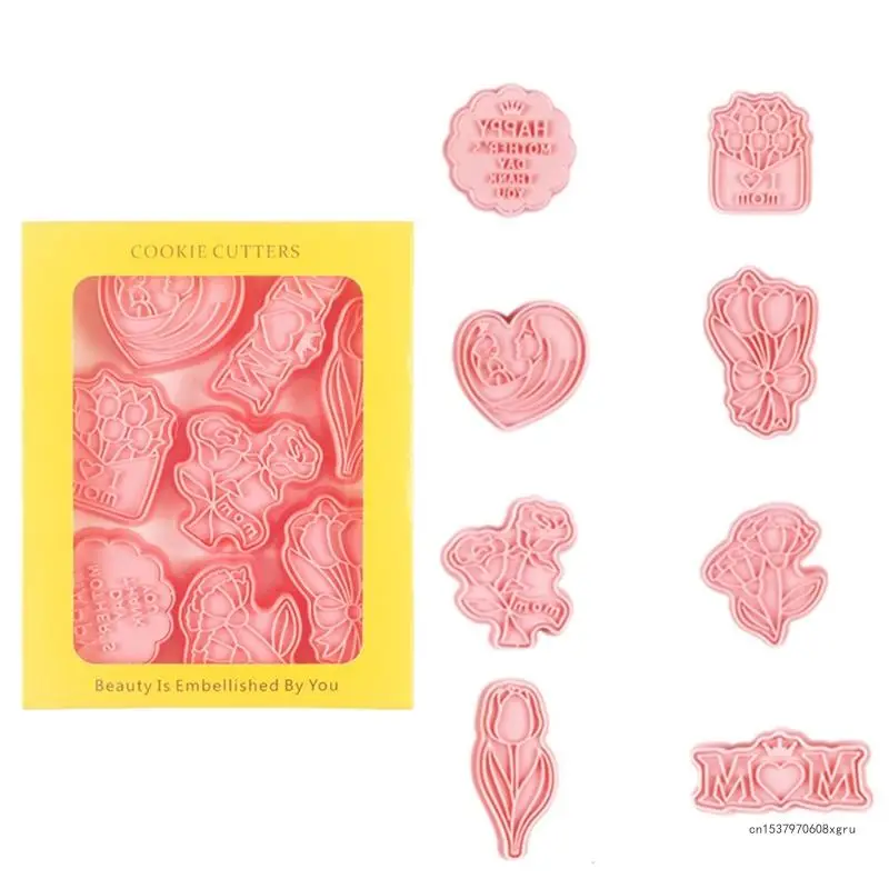 Biscuit Stamps Mothers' Day Theme Plastic Cookie Molds for Special Greetings