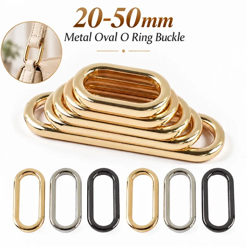 10Pcs 20-50mm Metal Oval O Ring Buckle Bag Strap Connector Webbing Adjuster Handbag Shoes DIY Leather Craft Hardware Accessories