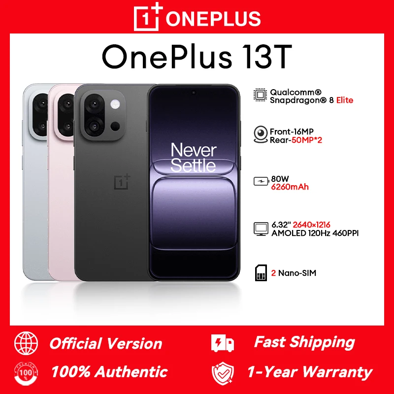 Разблокировано!Глобальный роман!OnePlus 13T PKX 110 Snapdragon ®   8 Elite 6,32 дюйма 2640×1216 AMOLED 120 Гц 50 МП*2+16 МП 80 Вт 6260 мАч 2 Nano-SIM