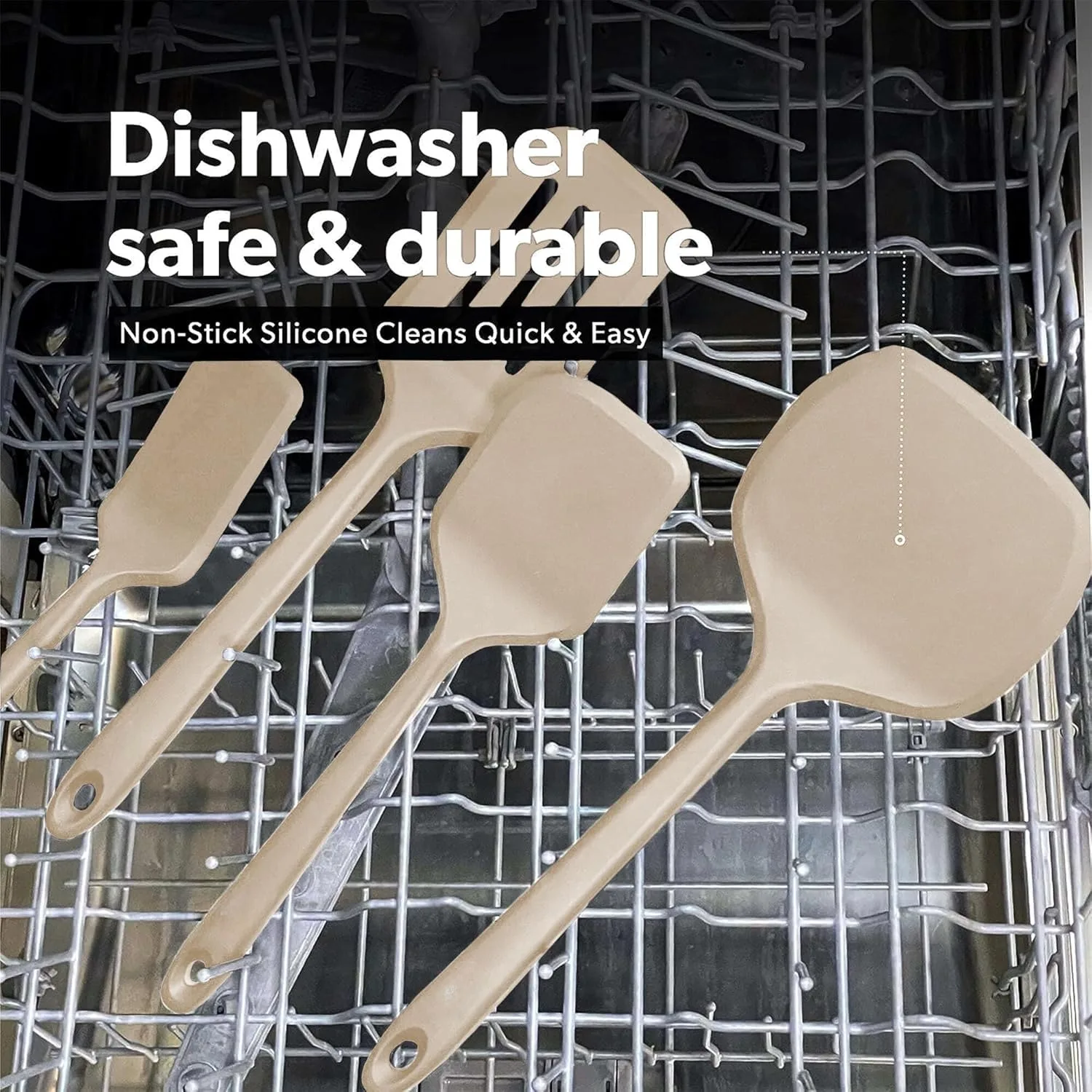 Silicone Flip Scooter Set - For Non stick Cookware -600 ° F Heat Resistant Bisphenol A (4 pieces, Clay)