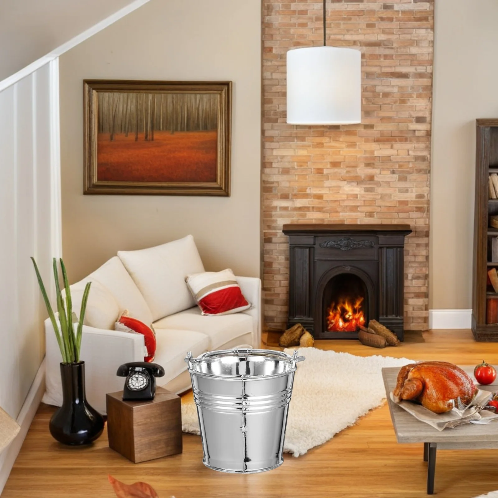 

10 Pcs Simulated Plastic Water Bucket Mini Buckets with Handles Small Silver Dollhouse Cooking Ornament Child