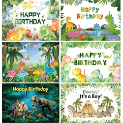 Cartoon Dinosaur Happy Birthday Party Decoration Newborn Photography Backdrop Props Photocall Baby Shower Photo Background HR-01