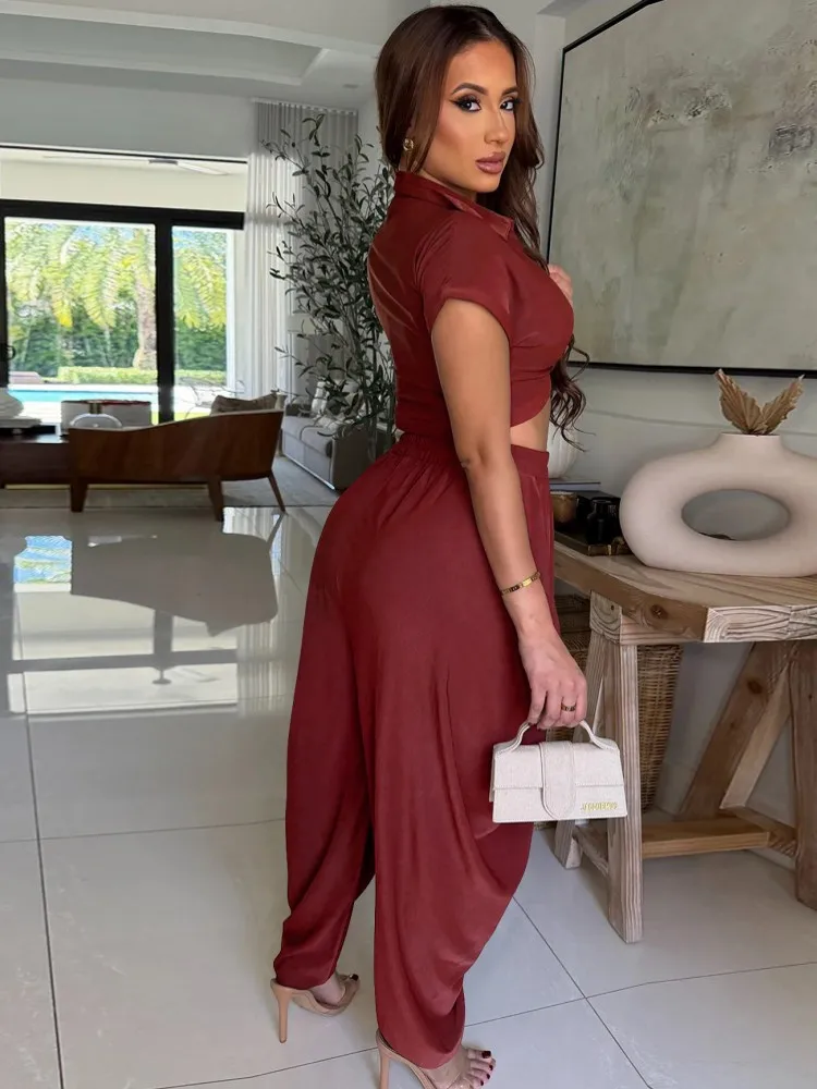 2 Pieces Women's Sets 2026 Spring Summer Pullover Suit Short Sleeve Tops And Pants Suits Two Piece Set Tracksuit Outfit