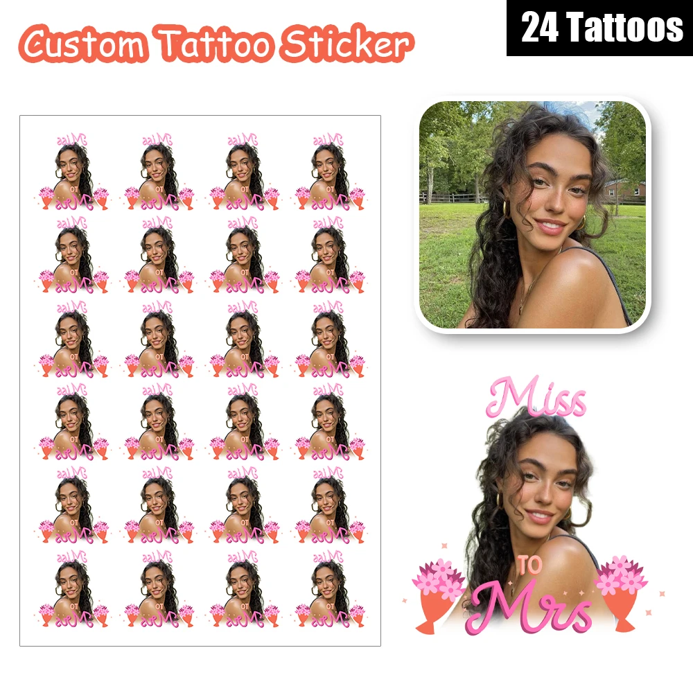 

24 Designs Miss To Mrs Pink Fantasy Bouquet Cute Flowers Customized Personalized Waterproof Temporary Tattoo Sticker Decor Party