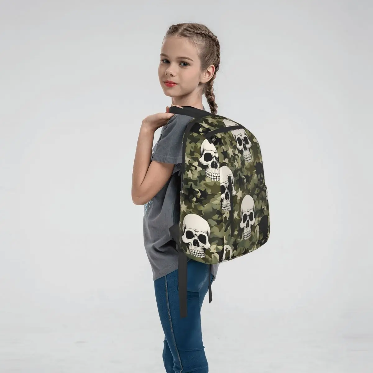 Military Skull Bone Camouflage Backpack Daypack Children BookBag School Bag Shoulder Bags for Men Women