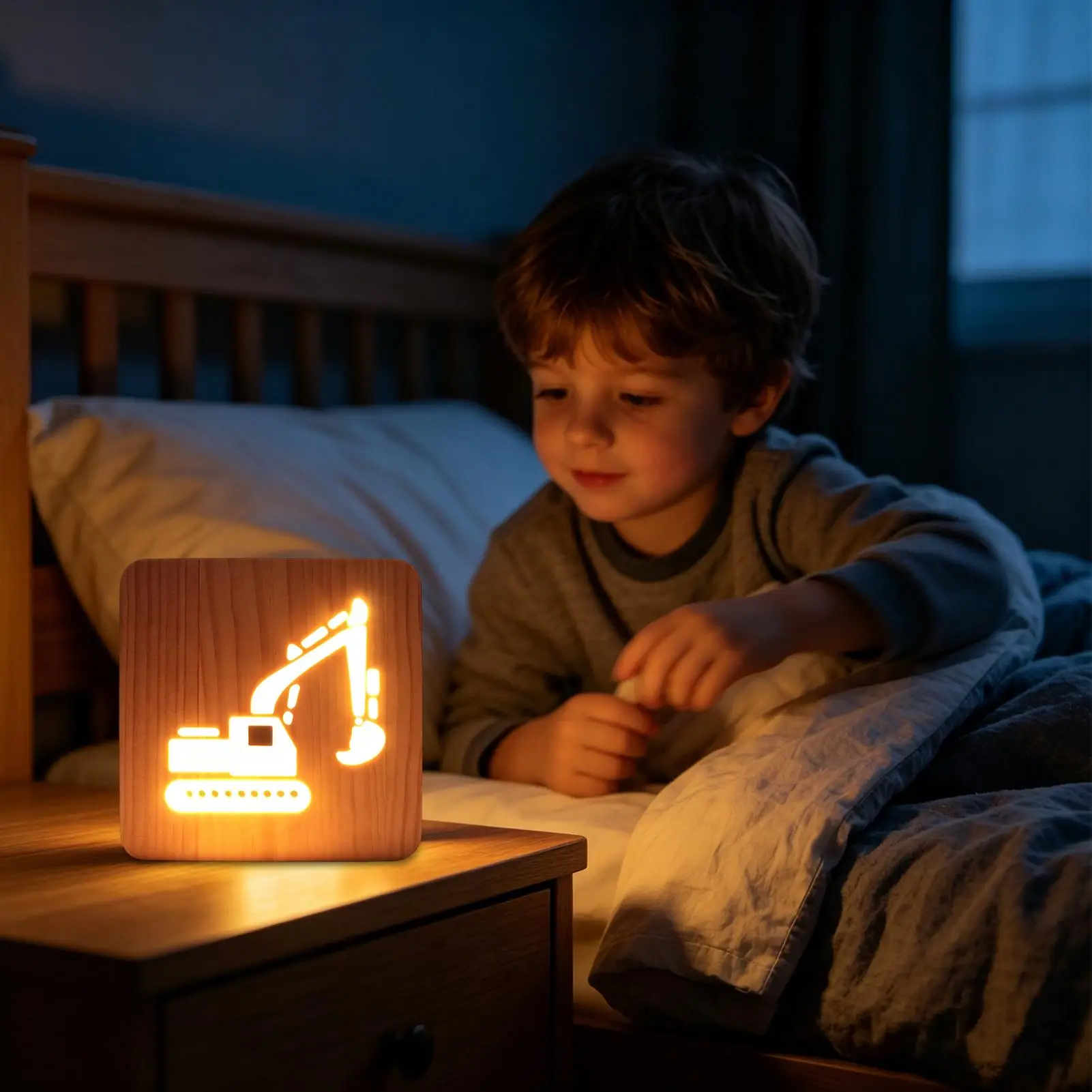

LED Desk Lamp Wooden Table Atmosphere Lighting Bedside LED Light For Nursery Nightstand Shelf Bedroom Living Room Home Kids Boys