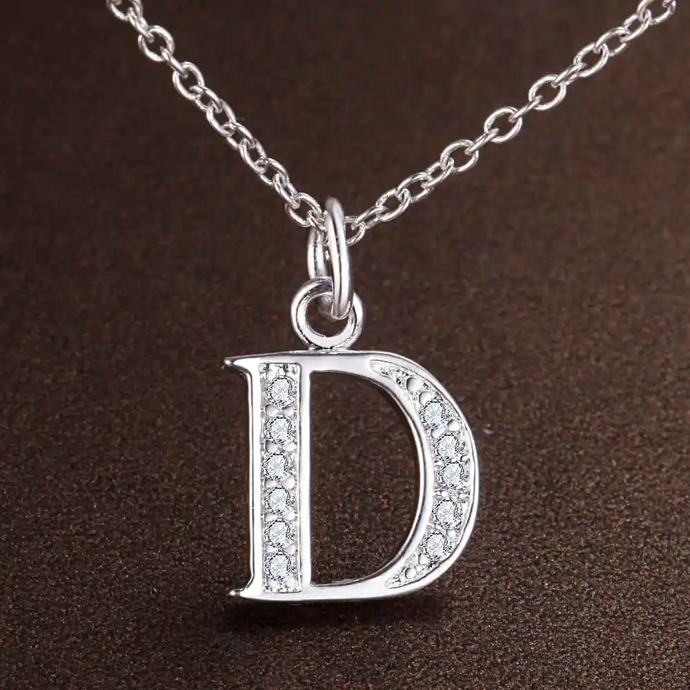 925 Sterling Silber 26 Buchstaben Halskette Anhänger für Damen Hochzeit Verlobung Schmuck Mode Klassiker Geschenk Party Hohe Qualität – Detail 4