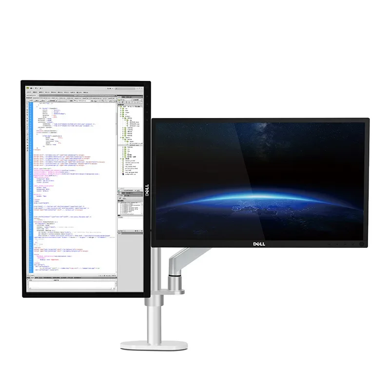 2018 nieuwe OL-2Z 10-32 "luchtpers gasveren kantel lcd desktop mount draaibare 2-8 KG dubbele monitor tafel stand met klem doorvoertule basis